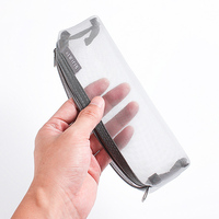 Trousse à crayons écologique pour étudiants, grande capacité, en nylon, avec fermeture éclair transparente en PVC, mignonne et pratique