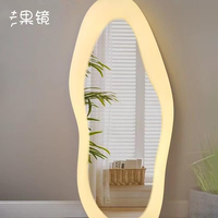 BOYIN Salon grande table de toilette avec lumière LED miroir de rasage miroir de maquillage table avec bande lumineuse LED matériel profil signe or