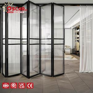 Porte d'entrée italienne moderne pliante en accordéon, vitrée coulissante et rabattable, pour vitrines résidentielles - Product Image 1