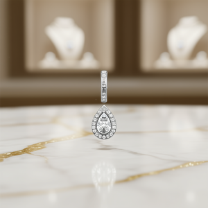 Boucles d'oreilles en diamant E2190, taille poire, or blanc, diamant naturel certifié GIA, style classique pour femme, pour fiançailles - Product Image 2