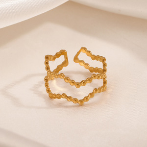 Anillo de Acero Inoxidable a la Moda Europeo y Americano, Estilo Instagram, Chic de Celebridad de Internet, Chapado en Oro de 18K y Titanio - Product Image 4