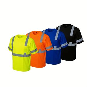 Ropa de Trabajo de Seguridad Reflectante de Alta Visibilidad para Construcción de Carreteras, de Manga Corta, Transpirable, de Poliéster Plateado, con Logotipo Personalizado - Product Image 2