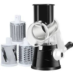 New Type Of Three Leaf Drum Vegetable Slicer Rotary Cheese Grinder Potato Wave Knife Manual Stainless Steel Shredder