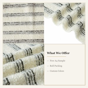 Tissu bouclé rayé crème pour vêtements d'extérieur d'hiver pour femmes avec certificats RWS et GRS - Product Image 5
