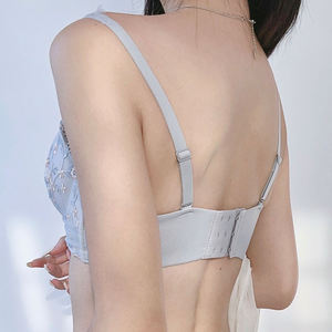 Soutien-gorge en dentelle sexy brodé, petite poitrine, froncé, sans armatures, rembourrage épais, style pur désir, fille - Product Image 3