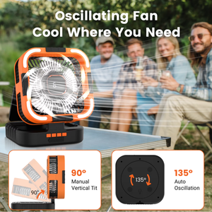 Solar Fan 10000mAh Rechargeable Camping Fan Battery Portable Fans with LED Light 6 Speeds - Product Image 3