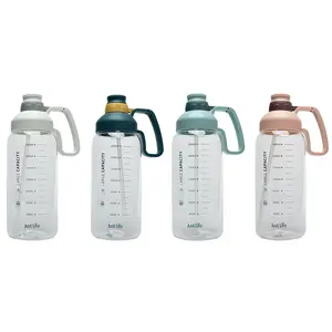 Botella de agua de plástico con logotipo personalizado y Color, jarra deportiva de gran capacidad para gimnasio, botella de agua motivadora