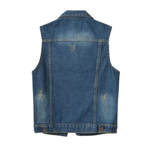Gilet de Cowboy personnalisé pour femmes, Slim <span class=keywords><strong>sans</strong></span> <span class=keywords><strong>manches</strong></span>, taille Plus, court, jean, <span class=keywords><strong>veste</strong></span> de moto, printemps - Product Image 4