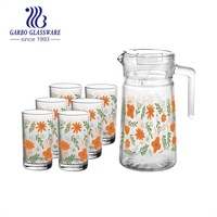 Ensemble de carafe en verre coloré, avec carafe à boire, lot de 7 pièces, décoratifs de fleurs, bon marché, Promotion du nouvel an