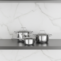 Küchen-Kochgeschirr-Set Edelstahl-Kochtopf mit Glasdeckel Antihaftbeschichtet Langlebig Rostfrei Küchen-Kochtöpfe Kochgeschirr-Set
