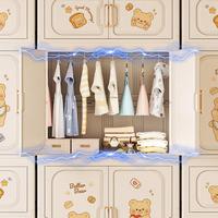 Armoire pliable pour enfants en plastique PP, 5 étages, armoire de rangement pour vêtements d'enfants avec roulettes, motif de dessin animé