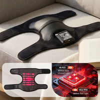 Genouillère de thérapie par lumière rouge et massage par vibration, contrôleur sans fil rechargeable, dispositif chauffant de thérapie par lumière rouge 660 nm et 850 nm