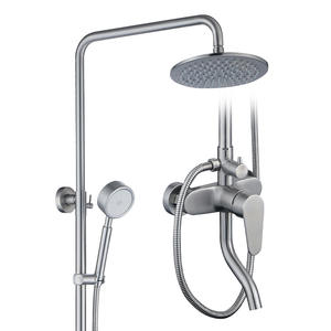 ชุดฝักบัวสแตนเลสทรงกลมแบบติดผนัง พร้อมหัวฉีดแบบเรนชาวเวอร์และหัวฉีดแบบมือถือ  สามฟังก์ชั่นการจ่ายน้ำ - Product Image 1