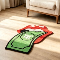 Tapis touffeté à la main Money Lips, forme personnalisée, style Rolling Stones, tapis shaggy, esthétique Pop Art