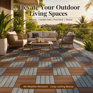 Dalles de terrasse modernes en WPC pour extérieur, étanches, écologiques, 30x30 60x60, carrées, antidérapantes, à clipser facilement, techniques brossées - Product Image 3