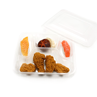 Vorgefertigte Einweg-Plastikbox mit 4 Unterteilungen für Sushi, Pizza, Nudeln, Hamburger, Kartoffelchips-Verpackung