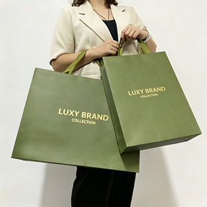 Borse di <span class=keywords><strong>Carta</strong></span> Personalizzate di Lusso per Shopping con Logo Personalizzato, Sacchetti Regalo in <span class=keywords><strong>Carta</strong></span> Verde Stampata su Misura - Product Image 1