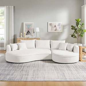 Canapé Moderne <span class=keywords><strong>Blanc</strong></span> Inclinable <span class=keywords><strong>Convertible</strong></span> Inclinable avec Forme Ingénieuse Revêtement en Tissu à Cadre en Métal pour Salon Hôtel Chambre à Coucher - Product Image 6