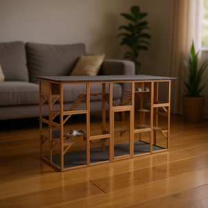 Recinto para Gatos, Casa de Madera para Mascotas de Interior, Rectangular, Tamaño Mediano, Ecológico, Estilo Simple, para Gatos y Animales Pequeños - Product Image 2