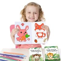 Buku Mewarnai DIY Hewan Hutan Kustom Untuk Pesta Anak-anak, Gambar Grafiti Jerapah Gajah, Mainan Menggambar, OEM ODM Label Pribadi Grosir