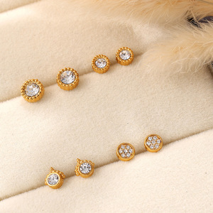 Boucles d'oreilles en alliage de zinc plaqué or, cristal, couronne, lune, forme de cœur, bijoux de fête pour femmes EH887 EH902 - Product Image 2