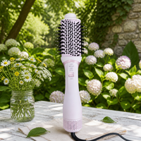 Brosse sèche-cheveux 2-en-1 avec ions négatifs anti-frisottis et lisseur à air chaud