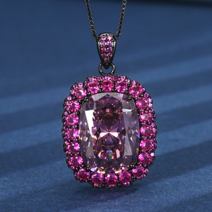 High Quality Eco-friendly Brass 12*16mm Colored Cubic Zirconia Black Gold Plated Luxury Pendant Set Jewelry Set - Product Image 4