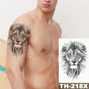 Tamanho múltipla Braço Animais Tigre Leão Lobo 3d Etiqueta Do Tatuagem Temporária À Prova D' Água para Os Homens