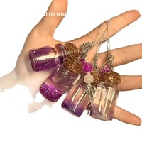 Botol harapan pasir mengalir transparan buatan tangan liontin musim semi rasa kuno kecil rantai kunci DIY dengan efek kaca Drifting