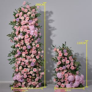Planta verde y arco rosa con <span class=keywords><strong>fondo</strong></span> de fila de flores Corredor de flores artificiales para decoraciones de boda - Product Image 6