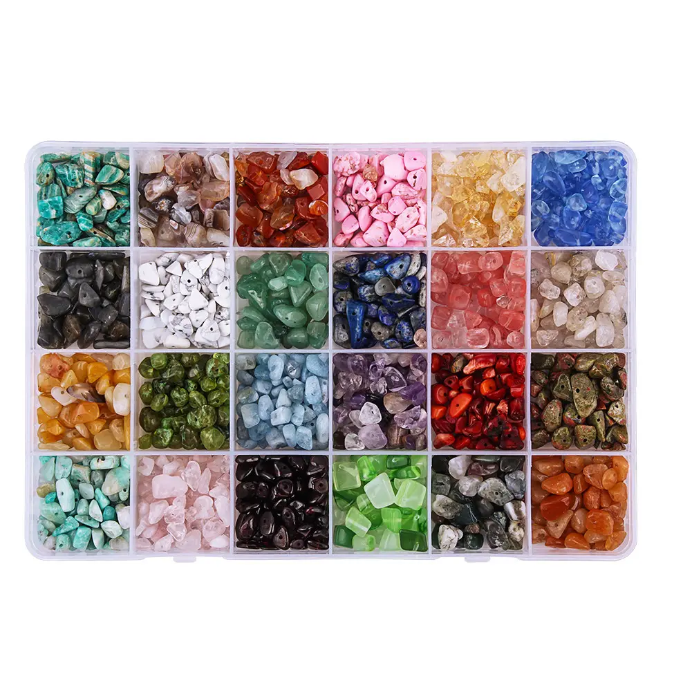 24 colors irregular stone beads jewelry kit supplies top sales amazon real chip gemstones beads high quality gemstone beads