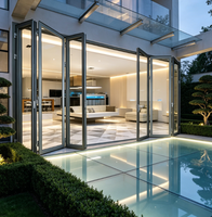 Porte pliante en aluminium, cadre en alliage d'aluminium, portes pliantes sur mesure, porte coulissante en verre pour patio extérieur, porte pliante en aluminium