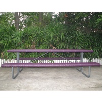 Ensemble de table de pique-nique de jardin en métal longue pour l'extérieur, 1 table avec 2 bancs pour l'extérieur, bancs et chaises pour espaces publics