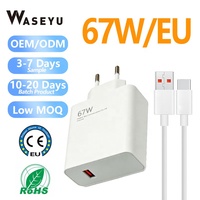 Cargador de 67W EU, Adaptador de Corriente de Carga Rápida con Cable Tipo C para Xiaomi Mi 17, 15T, 13T, 12, para POCO X5, X4 Pro, Redmi Note 11