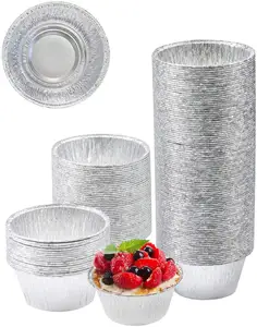 Одноразовые фольгированные кастрюли для пирога, оптовая продажа, пастообразная упаковочная чашка для пирожных, мини-кастрюля из фольги Ramekin