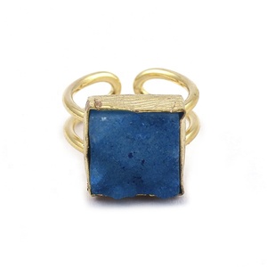 Queen Pink Druzy <b>Square</b> Gemstone Ring Handmade <b>Adjustable</b> Gold Plated Agate Druzy Ring Unique Designer Jewelry - Product Image 6