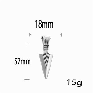 Pendentif lance en acier inoxydable, collier pour homme en or, style punk rétro 233057 - Product Image 5