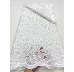 Toplace prezzo all'ingrosso <span class=keywords><strong>bianco</strong></span> <span class=keywords><strong>ricamato</strong></span> <span class=keywords><strong>Tulle</strong></span> dal cortile in rilievo Chiffon tessuto di pizzo matrimonio africano per abito da sposa - Product Image 5