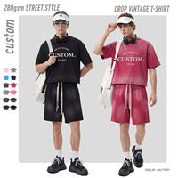 T-shirt court vintage BOXY avec design délavé par pulvérisation, 280 g/m², pour homme, style streetwear