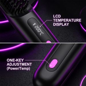 เครื่องหนีบผมไร้สายแบบพกพา ใช้ในบ้านได้ พร้อมระบบประจุลบ ใช้พลังงานจาก USB หวีจัดแต่งทรงผมสำหรับเดินทาง นวดหนังศีรษะ ปรับแต่งได้ - Product Image 3