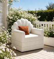 Fauteuil en mousse ultra-douce et compressée, blanc, élégant, pour salon et coin lecture