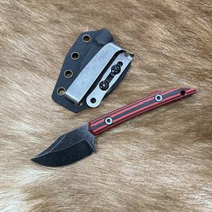 سكين تكتيكي ثابت للتخييم بتصميم جيد وصغير الحجم، مقبض G10 أحمر مخطط، شفرة حادة 2.8 بوصة من نوع Sheepsfoot للصيد وسلخ الجلود - Product Image 6