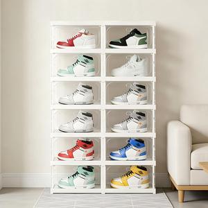 Большой прямоугольный двухрядный прозрачный складной водонепроницаемый контейнер для хранения обуви из полипропилена с магнитной крышкой, органайзер для обуви в прихожую - Product Image 1