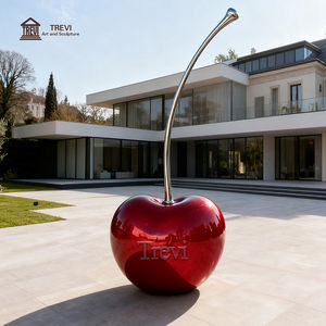 Scultura TREVI Moderna in Acciaio Inox a Forma <span class=keywords><strong>di</strong></span> Grande Ciliegia Rossa, Scultura Astratta in Metallo a Forma <span class=keywords><strong>di</strong></span> Frutta, Arte Pop per Giardino - Product Image 4