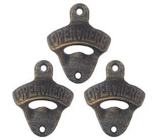 Abridor de tapa de botella de hierro fundido, abridor de cerveza montado en la pared, moda antigua, estilo rústico Vintage, abridor colgante de pared, regalo práctico - Product Image 1