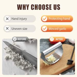 <strong>Garlic</strong> <strong>Press</strong> Rocker Stainless Steel <strong>Garlic</strong> Presser, Upgrade Heavy Duty Mincer Crusher, Portable Manual <strong>Press</strong> Tool - Product Image 4