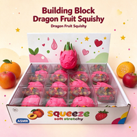 Jouet Squishy Dragon Fruit Croustillant, Jouet Anti-Stress Fruité de Simulation ASMR, Jouet à Presser Très Vendu pour Adultes