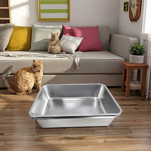 Nouveau bac à litière pour chat en acier inoxydable avec filtre Toilettes ouvertes détachables Fournitures pour animaux de compagnie en stock - Product Image 5