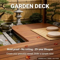 Plancher en bois composite WPC au design moderne, écologique, ignifuge, imperméable, à grain de bois brossé multicouche, garantie 5 ans, Click Garden