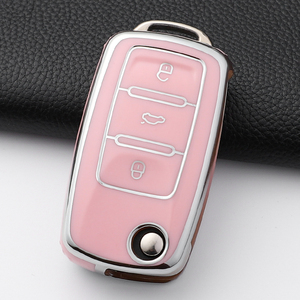 Pour VW Volkswagen <span class=keywords><strong>Polo</strong></span> Golf Passat Beetle Caddy Tiguan Skoda Octavia Kodiaq Seat Leon Altea Coque de clé en TPU à 2/3 boutons - Product Image 3